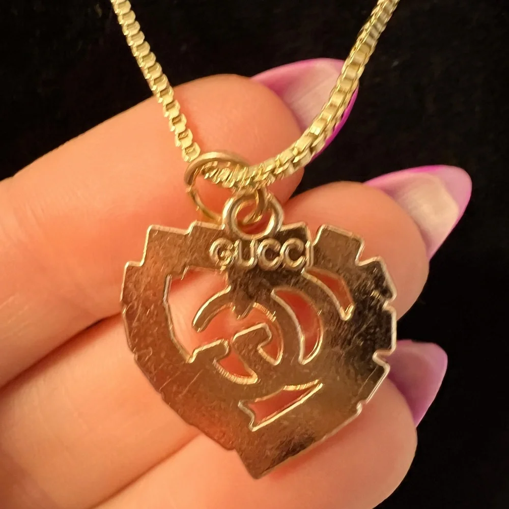 Authentic Gucci Gold and Turquoise Heart Charm with Necklace - Picture 6 of 6